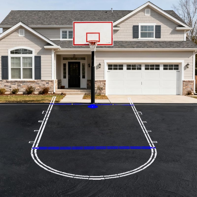 LndscLaser Reusable Basketball Court Stencil Kit for Concrete, Basketball Court Marking Kit, Plastic Material, Sun-Resistant NOT Paper Board, Durable,Can be Used More Than 20 Times. (Free Throw Line) - Image 1